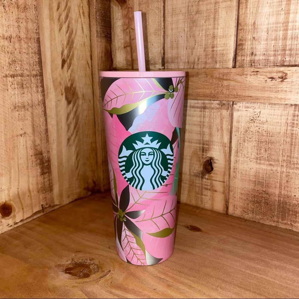 NWT Starbucks Pink Poinsettia Leaf 2020 Winter